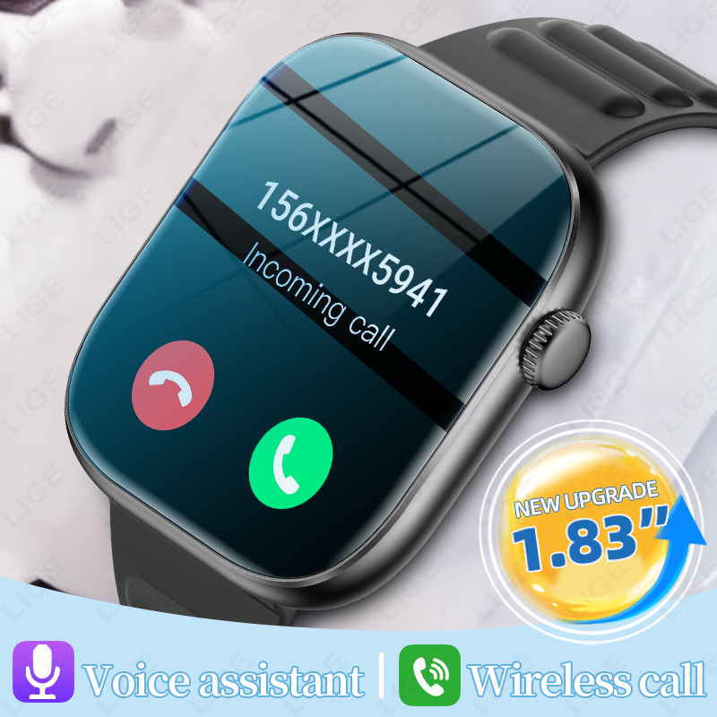 Smartwatch Custom - LIGE 스마트 워치 남성용 1.83인치 HD