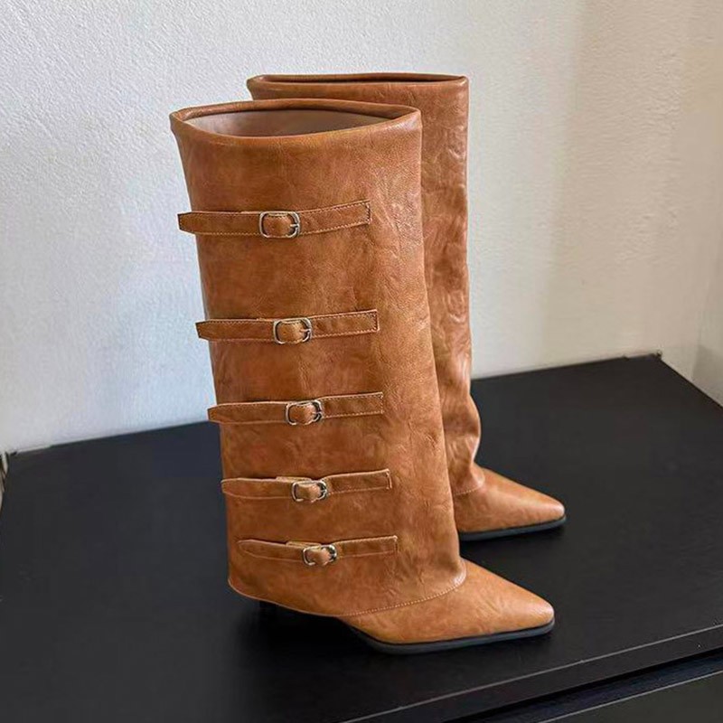여성용 신상 가을/겨울 뾰족코 부츠, 패셔너블한 PU  - Leather Classic Strap 리뷰 및 가격